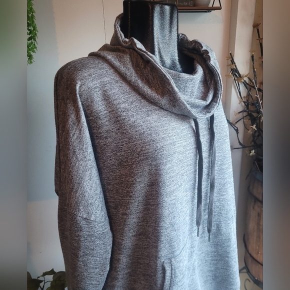 Hyba Grey Heathered Cowl Turtleneck Sweatshirt XL - Picture 3 of 7